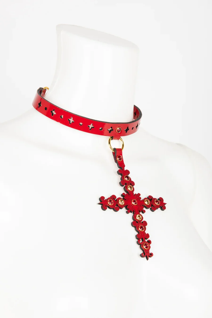 Fraulein Kink Bianco Rosso Nero Cross Necklace 4
