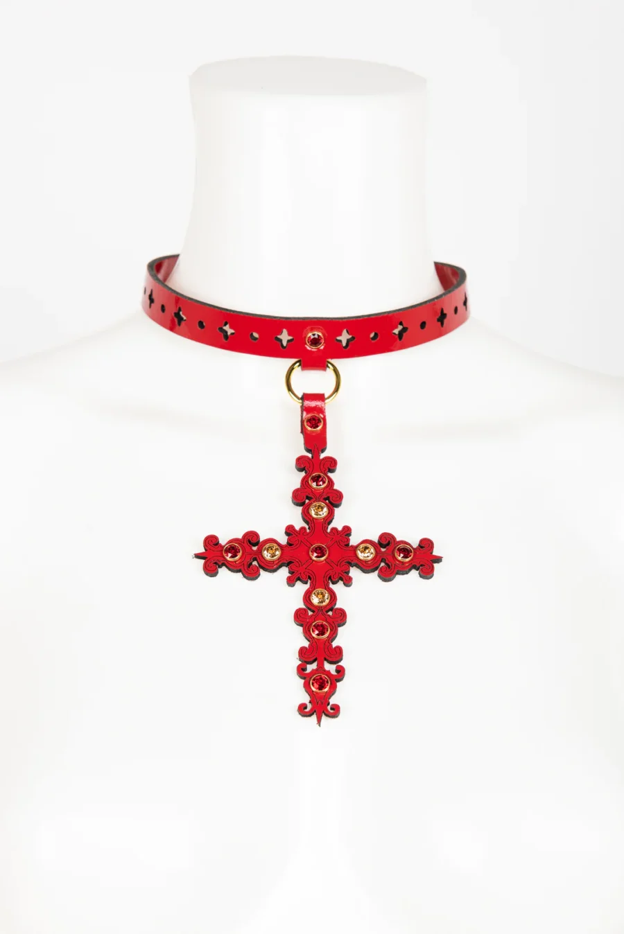 Fraulein Kink Bianco Rosso Nero Cross Necklace 2