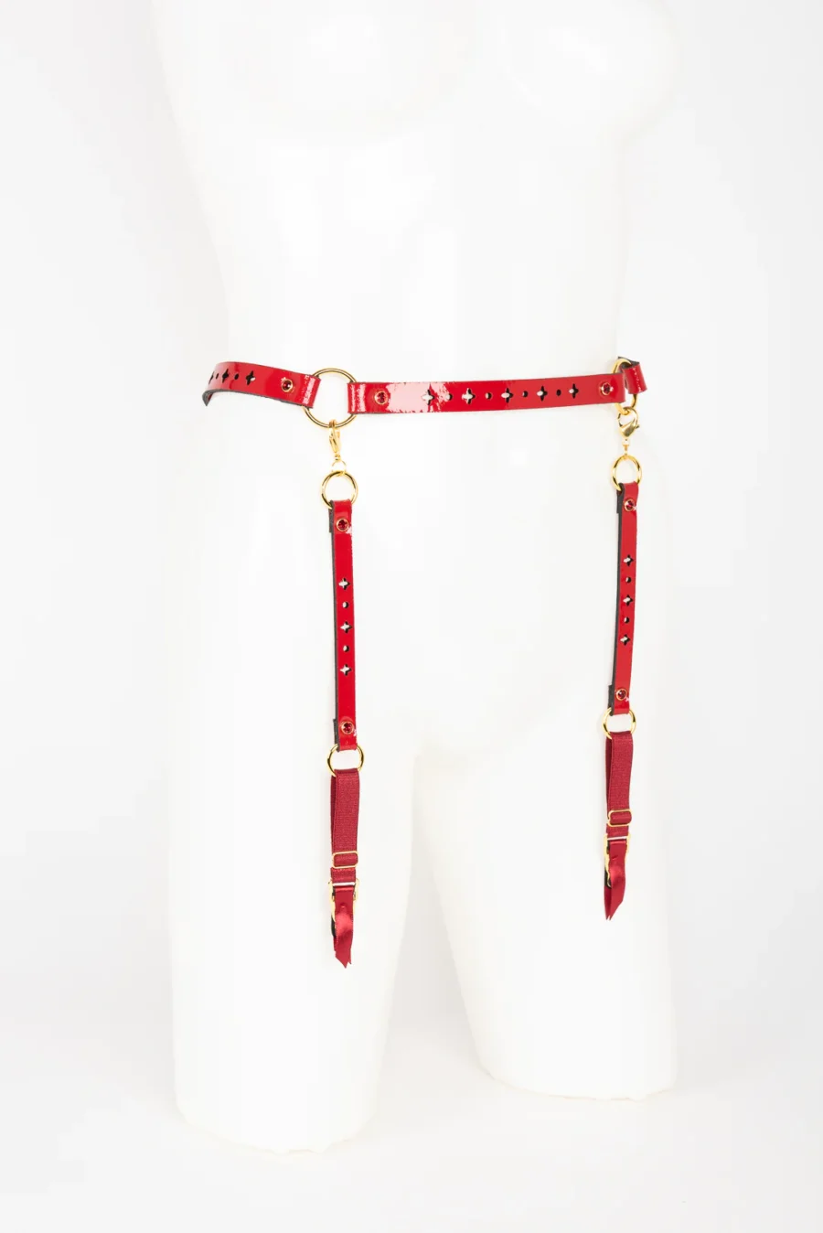 Fraulein Kink Rosso Bianco Nero Waist Suspender 7