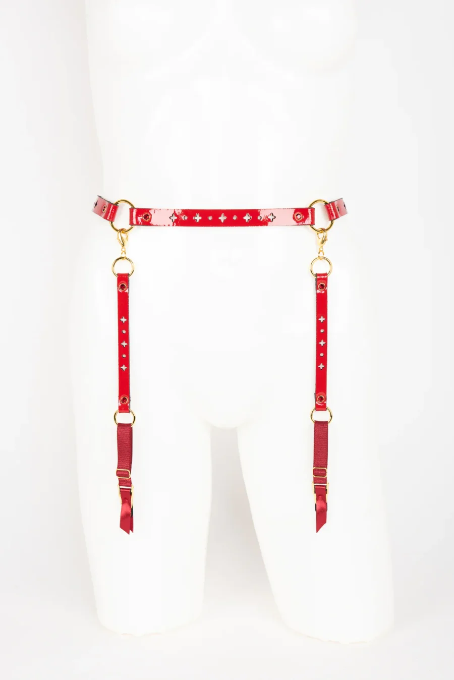 Fraulein Kink Rosso Bianco Nero Waist Suspender 9