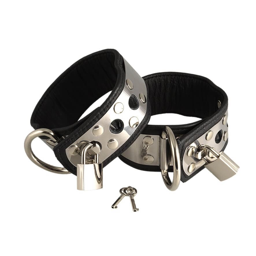 Rimba Bondage Play Leather Ankle Cuffs With Padlock