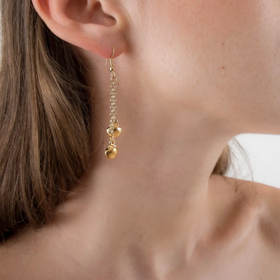Sylvie Monthule Earrings Duo Shells Gold 2