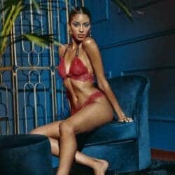 Bracli Sydney Panty Red Pearl Thong and Bra Red