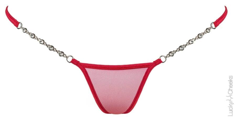 Lucky Cheeks Transparent Red V String 8