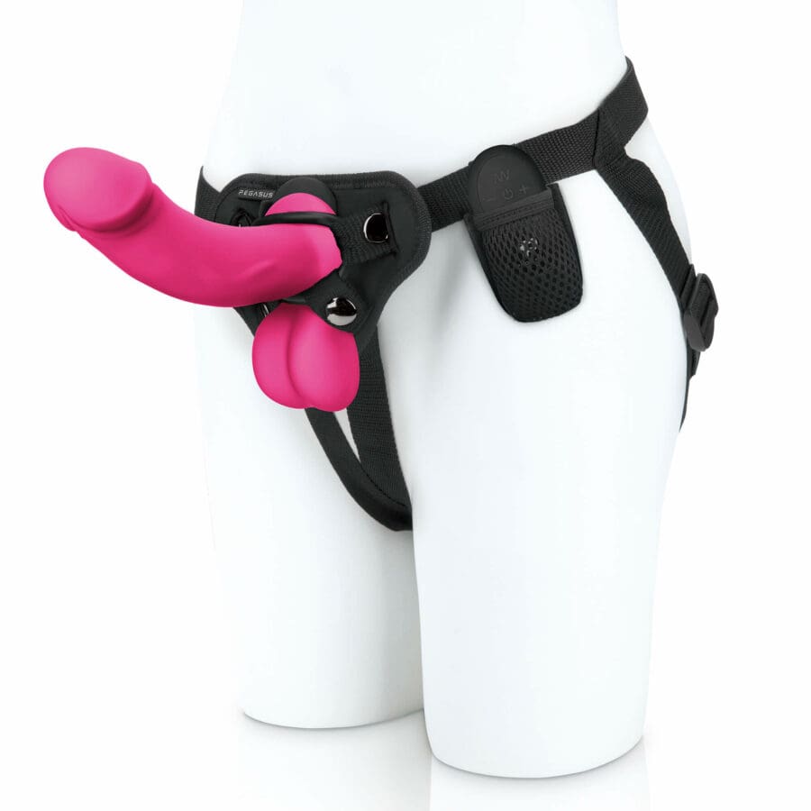Pegasus Realistic Dildo With Balls And Harness Pink 165cm