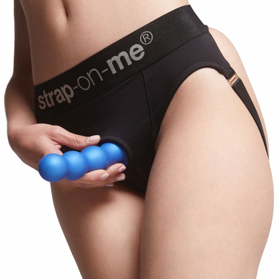 Strap On Me Dildo Plug Balls Metallic Blue