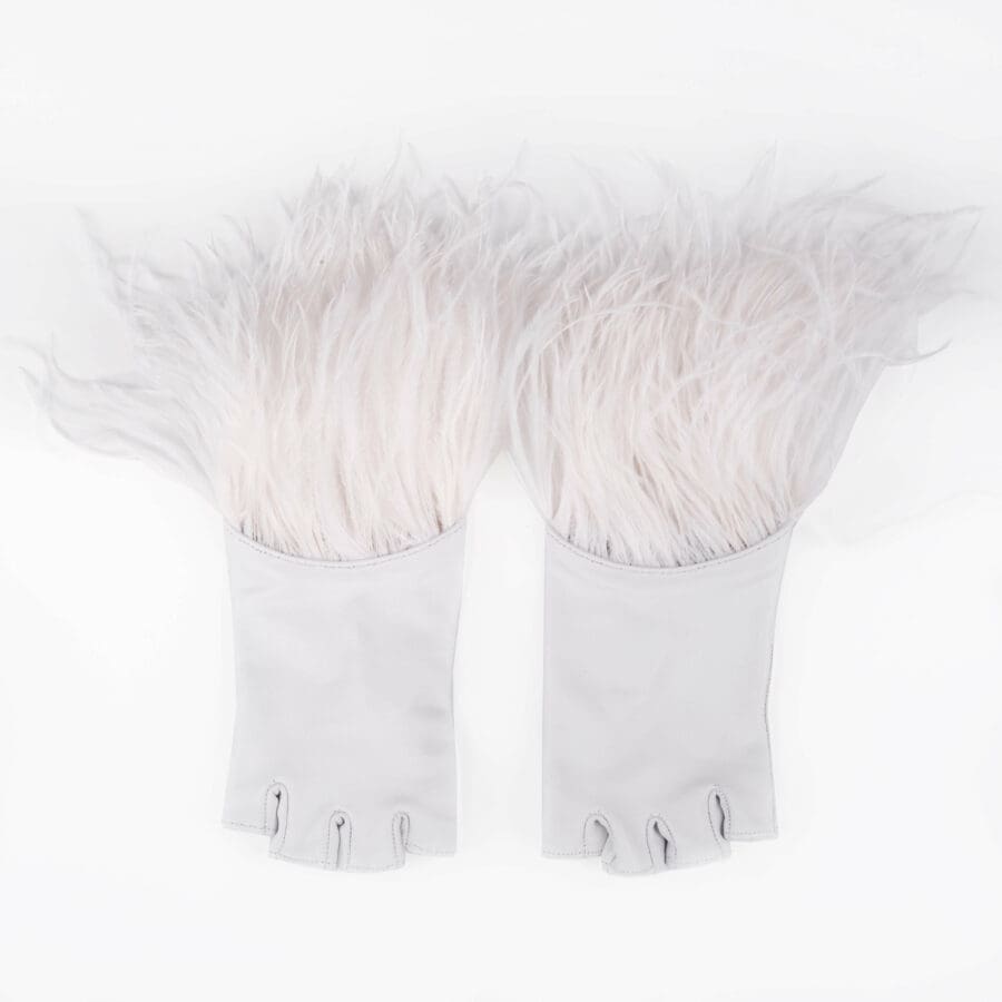 Elif Domanic Berura Gloves With Ostrich Feathers