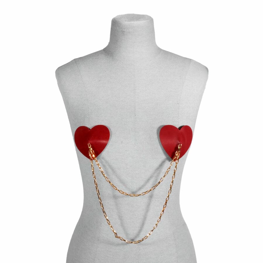 Elif Domanic Heart Shaped Pasties With Chain Red 2