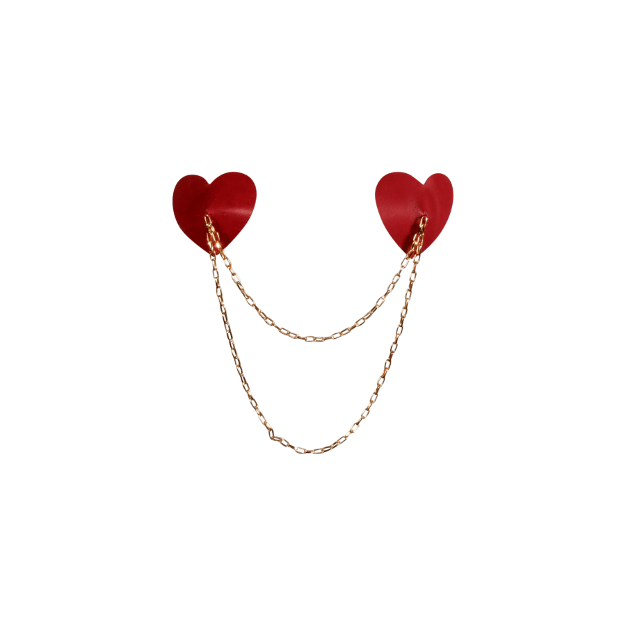 Elif Domanic Heart Shaped Pasties With Chain Red