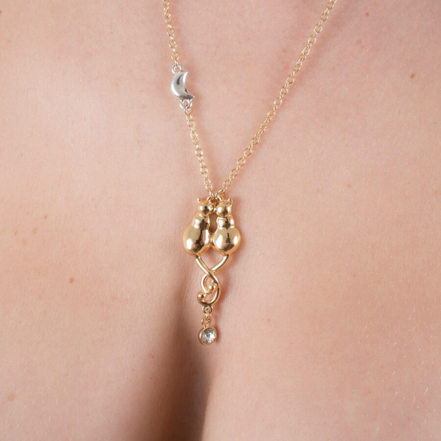Sylvie Monthulé - Necklace Entwined Cats | Gold