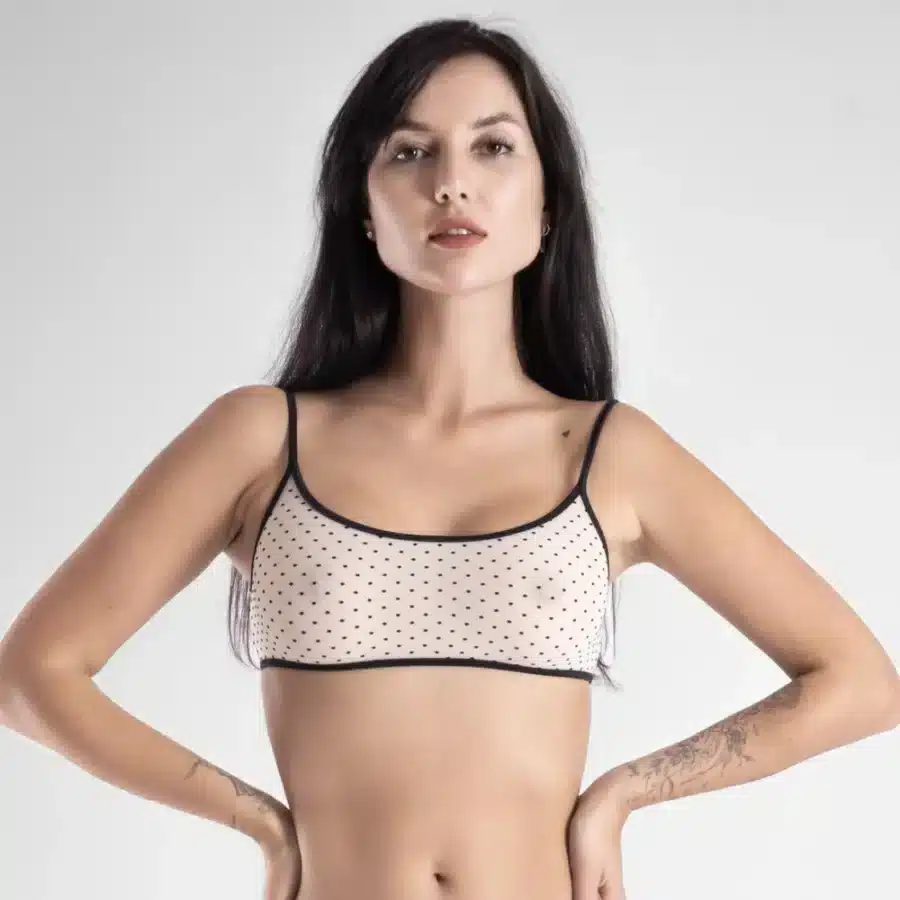Lucky Cheeks | Exquisite Elegance - Mesh Bralette - Ivory/Black