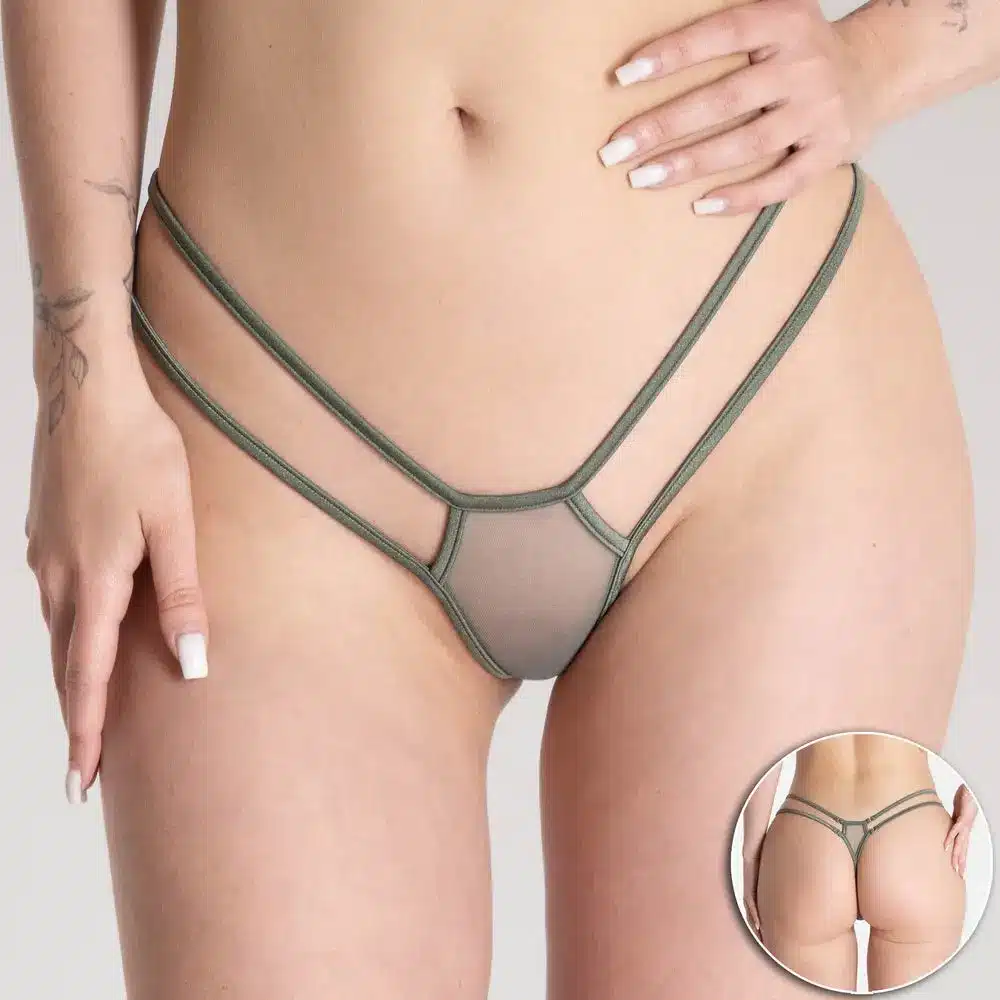 Lucky Cheeks | Venus in Olive Green - Diamond G-String - Green