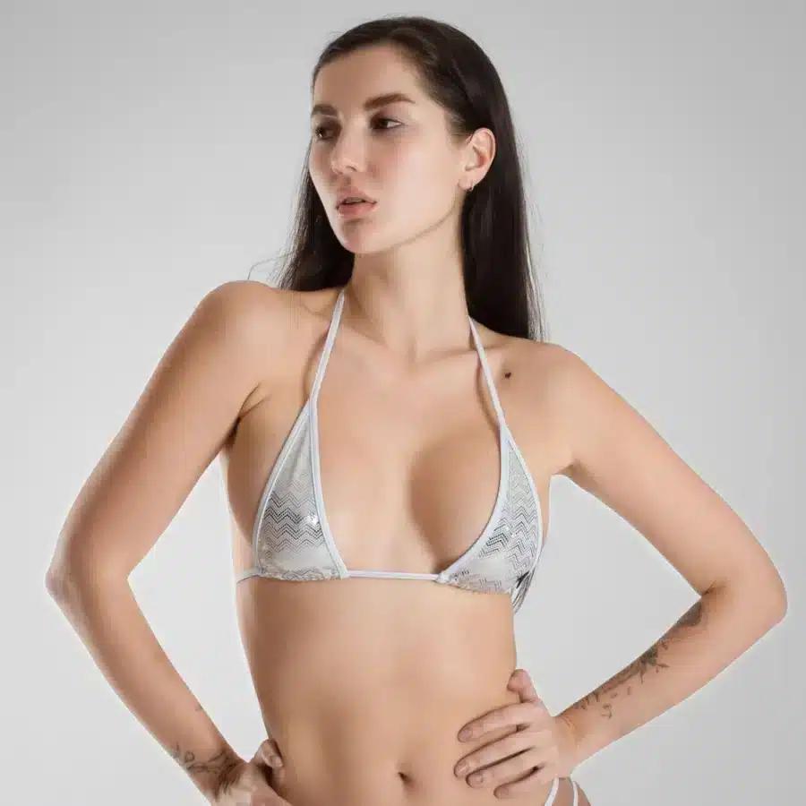 Lucky Cheeks | Galactic Girl White Bikini - Micro Triangle Top
