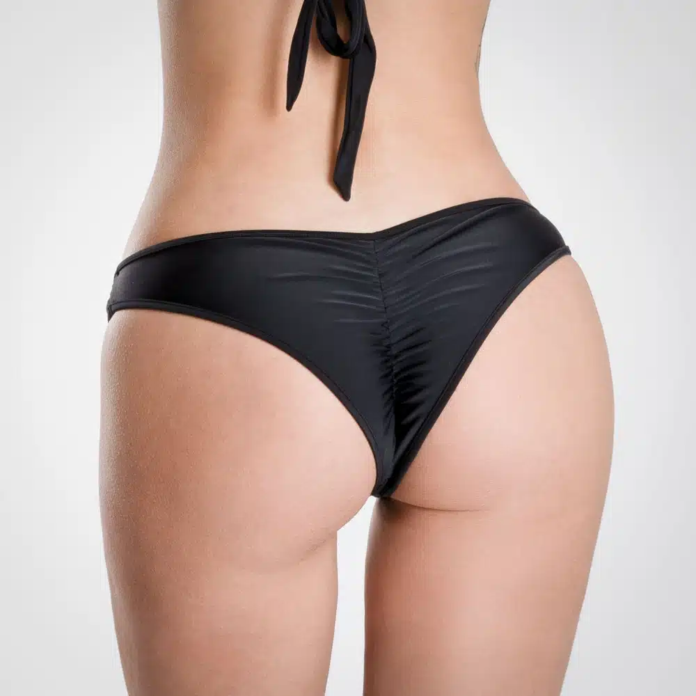 Lucky Cheeks | Shine in Black - Bikini Scrunch Brazilian Thong - Black - Image 2